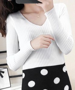 ニット・セーター | Vネック リブニット きれいめ ニット タイト シンプル おしゃれ レディース トップス 長袖