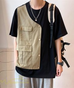 Tシャツ | 半袖メンズ トップス 上品 切り替え カジュアル おしゃれ 重ね着風 レイヤード 20代 30代 カッコウイイ 大きいサイズ 40代 半袖 カットソー