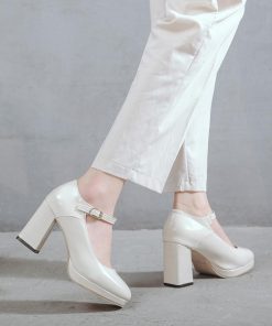 パンプス | ストラップレディース 厚底 スクエアトゥ チャンキーヒール ストラップ 太ヒール ハイヒール 厚底シューズ 25cm 靴 黒