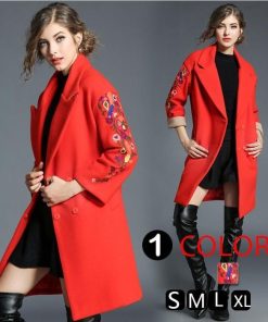 チェスターコート | コート レディースコート アウター ロング丈 刺繍 ロングコート 花柄 ゆったり 大人 上品 オフィス 通勤 長袖 お洒落 大きいサイズ