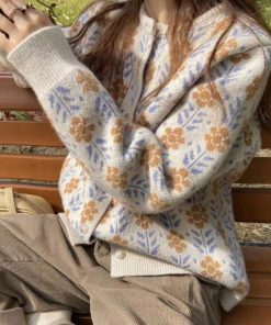 ニット・セーター | 花柄 ジャガードカーディガンレディース