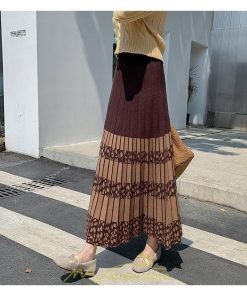 スカート | ロングウエストゴム プリーツ ロング丈 黒 グレー カーキ コーヒー レディース きれいめ 秋カジュアル 冬ニット 秋冬 オフィス