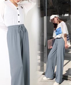 ワイドパンツ | ハイウエスト レディース ストレートパンツ 接触冷感 ロングパンツ ハイウエストサマーパンツ リラックスパンツ