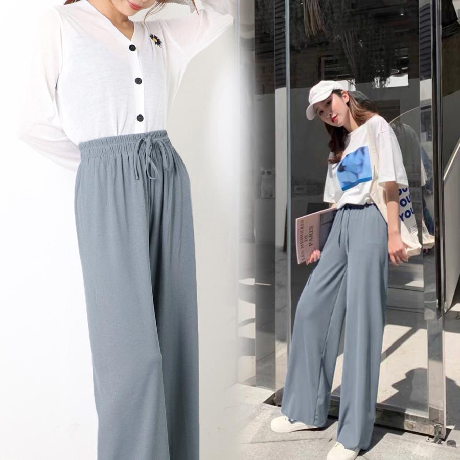 ワイドパンツ | ハイウエスト レディース ストレートパンツ 接触冷感 ロングパンツ ハイウエストサマーパンツ リラックスパンツ