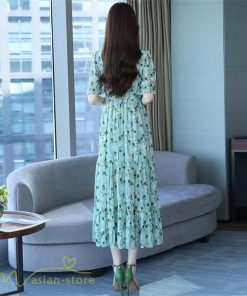 ミディアム | ワンピース レディース 着痩せ ロング丈 ロングワンピース カジュアル 花柄 Vネック 大きいサイズ ひざ下丈 サマーワンピース 40代 夏服 お出かけ 30代 20代