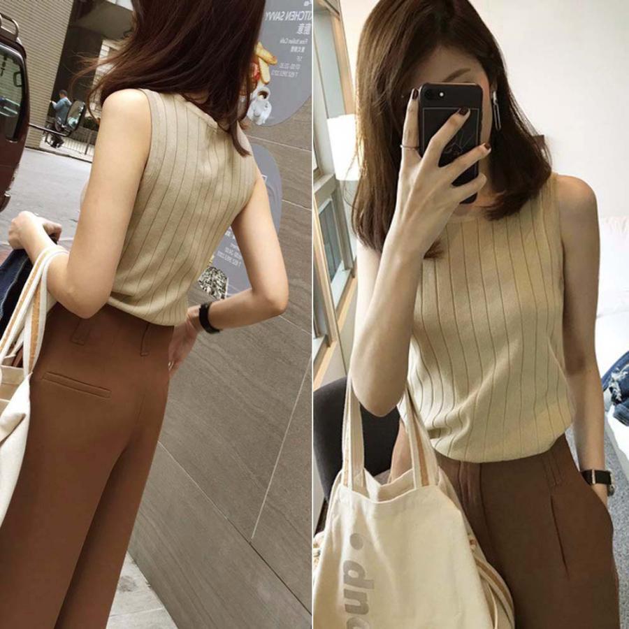 ニット・セーター | ニット サマーニット 春 無地 トップス リブニット タンクトップ レディース