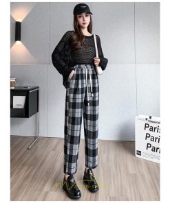 チノ・テーパード・ジョガー・スキニーパン | テーパードパンツ パンツ レディース ボトムス 美脚 楽ちん 体型カバー チェック柄 ハイウエスト お出掛け 20代 着痩せ 10代 30代 2022年新作 40代
