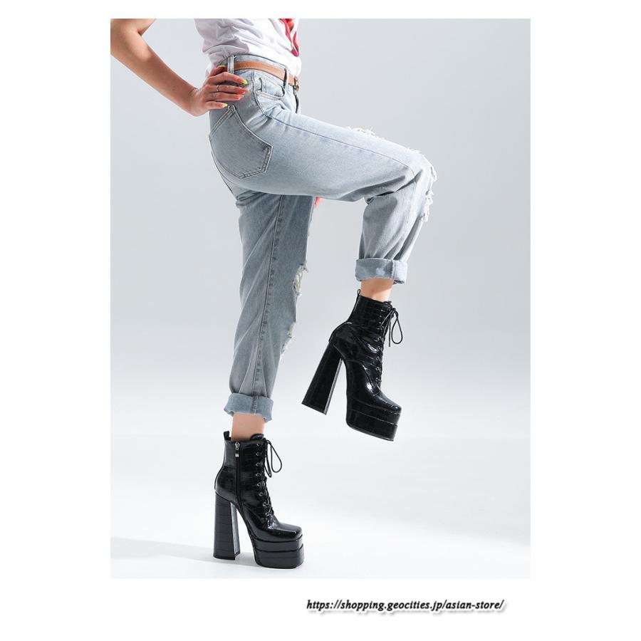 ショートブーツ | 大きいサイズ26.5cm レディース 厚底ブーツ 上品 ブーツ 秋冬 春 チャンキーヒール ハイヒール 太ヒール レースアップ コス スクエアトゥ