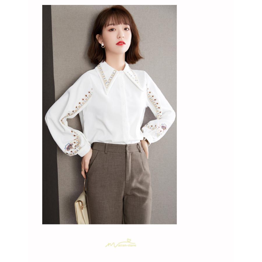 シャツ・ブラウス | ブラウス レディース シャツ トップス 白 長袖シャツ オフィス カジュアル おしゃれ シフォン 通勤 通学 オシャレ 上品 秋服 ナチュラル 可愛い キレイめ