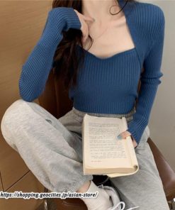 ニット・セーター | カットソー ニット レディース リブニット 長袖 秋冬 春 トップス スリム ストレッチ インナー 無地 通学通勤 着痩せ 長袖ニット 長袖カットソー プルオーバー