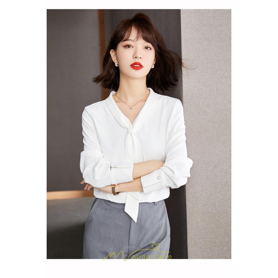 シャツ・ブラウス | ブラウス レディース 長袖 秋冬 オフィス フォーマル スーツ インナー 白 シフォン 大きいサイズ ビジネス 20代 通勤 40代 体型カバー 30代 秋服