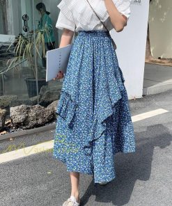 スカート | シフォンスカートマキシスカートフレアシフォンマキシ丈スカート夏 リゾートウエストゴムロングスカート結婚式 20代30代40代50代 カジュアル 不規則