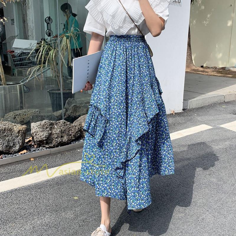 スカート | シフォンスカートマキシスカートフレアシフォンマキシ丈スカート夏 リゾートウエストゴムロングスカート結婚式 20代30代40代50代 カジュアル 不規則