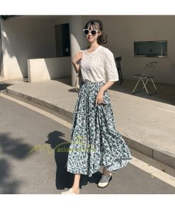 スカート | フレアロング レディース シフォンシフォン マキシマキシ 無地 体型カバー ウエストゴム マキシ丈 ひざ下 花柄 上品 膝下