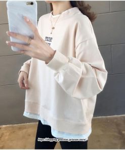 パーカー | 送料無料 重ね着 トレーナー レディース レイヤード フェイクレイヤード カットソー スウェット アルファベット刺繍 体型カバー トップス 長袖