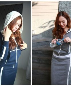 パーカー | 部分即日発送セットアップスウェットパーカースカート レディース  タイトスカート トレンド フード付き大人無地体型カバー ロングスカート パーカ