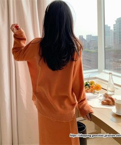 セットアップ | ニットレディース ニットカーディガン ニットスカート ウエストゴム 羽織りニット ダメージ加工 秋冬 長袖 ミモレ丈 無地