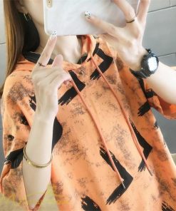 ｔシャツ・カットソー | Tシャツ パーカー レディース ゆったり 半袖 プリント フード付き 可愛い 大きいサイズ 上品 夏服 体型カバー カットソー 薄手 カジュアル 上品 おしゃれ