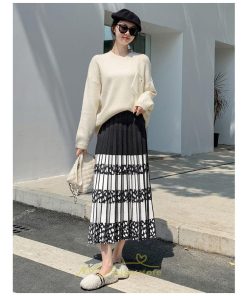 スカート | ロングウエストゴム プリーツ ロング丈 黒 グレー カーキ コーヒー レディース きれいめ 秋カジュアル 冬ニット 秋冬 オフィス