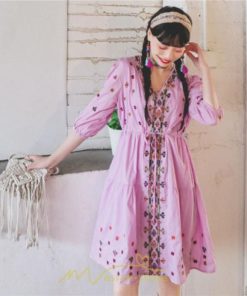 ミニ丈 | ワンピース レディース 夏 秋 ひざ上 カジュアル 大人 20代 30代 40代 50代 ママ 母 OL 謝恩会 食事会 個性的 民族風 三色展開 海外セレブ 女子会 上品