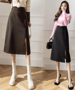 スカート | ロング 秋 秋服 レディース ボトムス ロングミモレ冬 スリット 無地 可愛い カジュアル 可愛い キレイめ オシャレ 着痩せ 韓国風