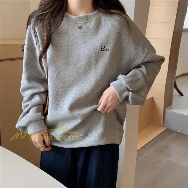 パーカー | トレーナー 長袖 刺繍 レディース スウェット 長袖トレーナー シンプル 20代 30代 フリーサイズ 7色 カジュアル ゆったり コーデ 秋冬 大人 50代 40代