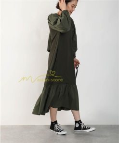 マキシ | 長袖ワンピース ロングワンピース 秋物 レディース Aラインワンピース 30代40代50代 ゆったり 切り替え 後ろリボン 送料無料 キャザー 可愛い 大人