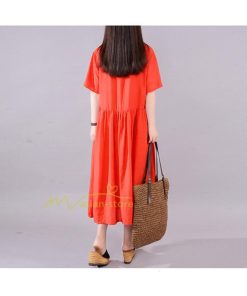 ミディアム | ワンピース 綿麻混ワンピース レディース 春 コットンリネン ロングワンピース 体型カバー ゆったり 着痩せ 30代 50代 カジュアル 韓国ファッション 40代 上品