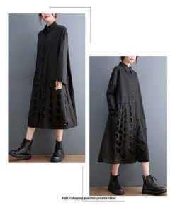 マキシ | ロングワンピース シャツワンピ レディース ギャザー 大人可愛い 森ガール 大きいサイズ さりげなく体型カバー オシャレ