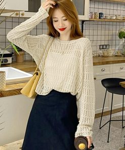 透かし編みトップス | 透かし編みニットレディースメッシュニット