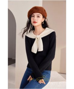 ニット・セーター | 長袖 ニット セーター Tシャツ レディース トップス 秋新作 ママ 人気 秋コーデ 激安 蝶結び 切り替え 2022新作 上品 可愛い オシャレ キレイめ 韓国風