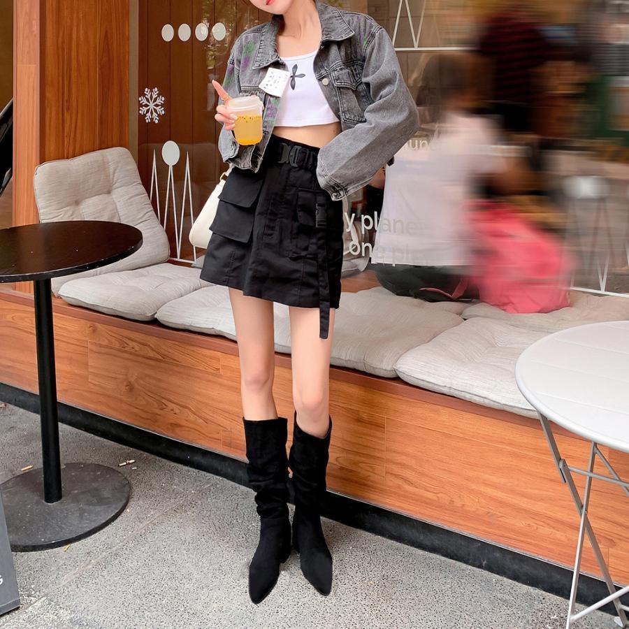 ニーハイブーツ | スエード調 ジョッキーブーツ ローヒール