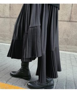 スカート | プリーツロング 白 黒 マーメイドレディース マーメイド ロングミモレ ハイウエスト 着やせ 揺れる ウエストゴム 春秋冬