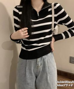 ニット・セーター | ハーフジップボーダー ニットプルオーバー