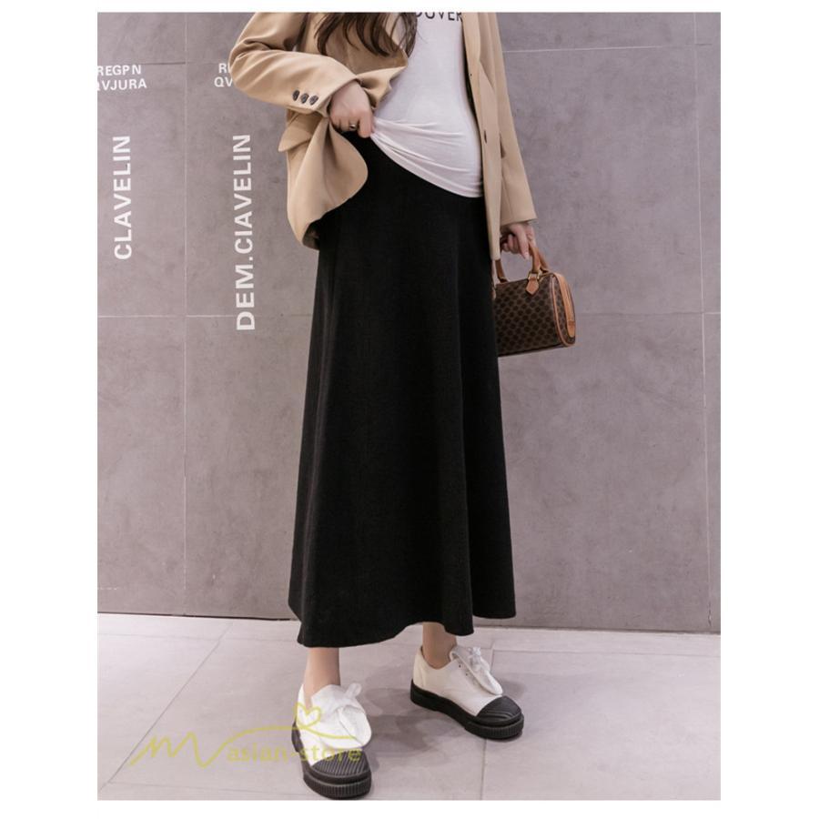 スカート | マタニティレディース 妊婦服 無地 着痩せ ハイウエスト カジュアル Aライン産前産後 体型カバー マタニティウェア ウエスト調整