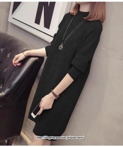 マキシ | ニットワンピース ワンピース レディース チュニック ハイネック ひざ丈 ゆったり セーター 暖か 無地 着痩せ キレイめ おしゃれ 上品 通勤 フェミニン