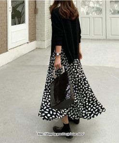 マキシ | ドッキングワンピース 長袖ワンピース 秋ワンピース 切替 フレアワンピース Aライン ロングワンピース レイヤード風 ライトスウェット Tシャツ切り替え