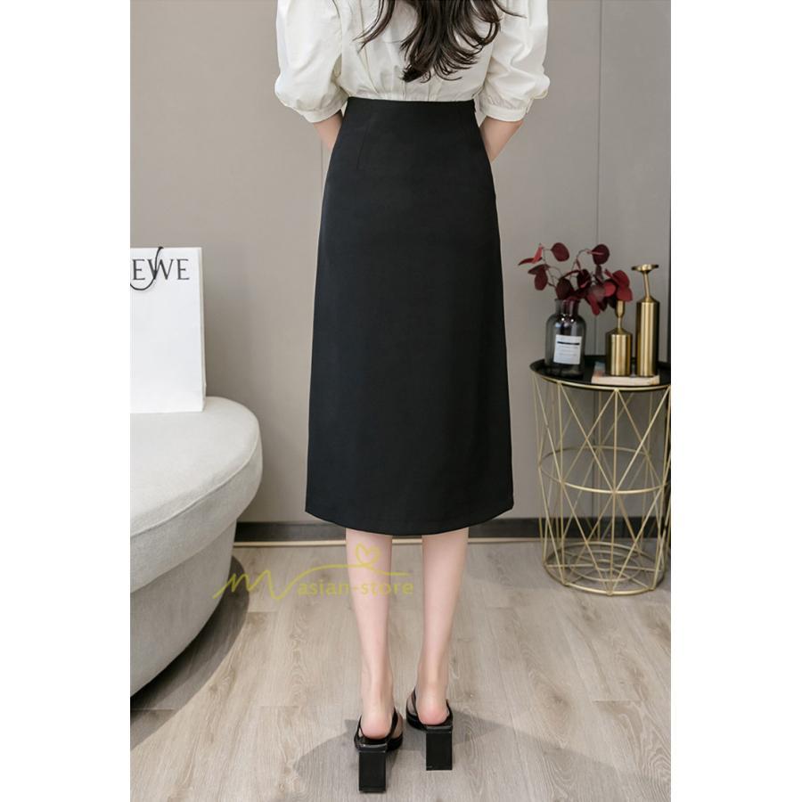 スカート | タイトボタン 膝下 ミディアム丈 ミモレ丈 キレイめ プリーツ通勤通学 ビジネス OL オフィス 春夏秋 2022新作 20代30代40代 着回し 無地人気