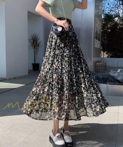 スカート | ロング 秋 花柄 柔らか ボトムス レディース ロングマキシ丈 シンプル 無地 カジュアル 着痩せ コーデ 春 30代 50代 秋20代 シフォン 40代 夏