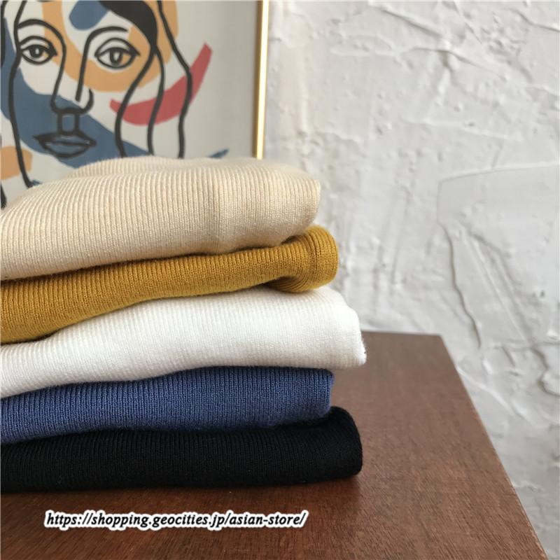 ニット・セーター | カットソー ニット レディース リブニット 長袖 秋冬 春 トップス スリム ストレッチ インナー 無地 長袖ニット 着痩せ 長袖カットソー 通学通勤 プルオーバー