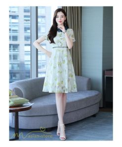 ミディアム | Aラインワンピース レディース 着痩せ ワンピース 花柄 きれいめ 気質 エレガント 大きいサイズ 後ろファスナー付き 40代 シャツワンピース 30代