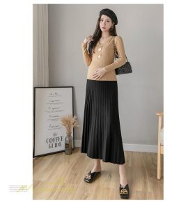 スカート | マタニティプリーツ レディース 秋 冬 コーデ Aライン 可愛い 妊婦服 産前 産後 ウエスト調整 上品 マタニティウェア ロング丈 体型カバー