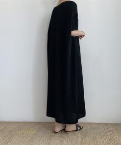 マキシ | ワンピース 夏 春 レディース 半袖 カジュアル 30代 20代 ロング かわいい 無地 5分袖 ゆるシルエット 体型カバー ビッグシルエット カジュアル