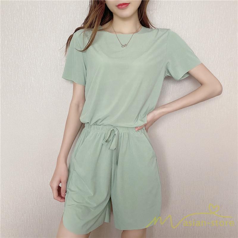 パジャマ ルームウェア | パジャマ レディース 夏 半袖 ルームウェア 涼しい 部屋着 ナイトウェア 寝間着 柔らかく軽い薄手の快適Tシャツパジャマ 薄手パジャマ 部屋着 上下セット