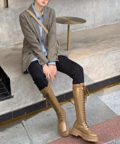 ニーハイブーツ | 厚底 ロングブーツ レースアップ 韓国風
