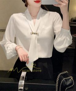 シャツ・ブラウス | ブラウス レディース きれいめ 40代 春秋 上品 無地 ブラウス 長袖 ゆったり オシャレ 韓国風 通勤 着痩せ 50代 フェミニン エレガント 大人 30代 リボン付き