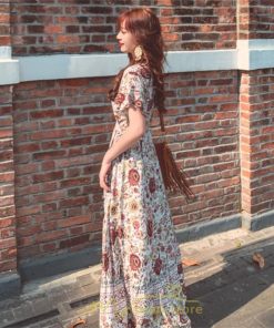 マキシ | ワンピース レディース ワンピ ロングワンピ ロング コットン ゆったり 夏 リゾート サマードレス かわいい 大人 Vネック オトナ 着痩せ レトロ 個性的