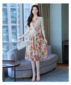 ミディアム | ワンピース レディース 花柄 着痩せ きれいめ おしゃれ 夏 サマーワンピース 膝丈 大きいサイズ 通勤 肩マント ミディアムワンピース お出かけ 気質 二点セット