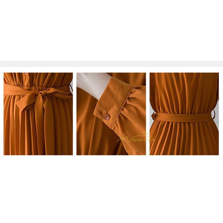 マキシ | プリーツワンピース ワンピース レディース ロングワンピース ミモレ丈 秋物 長袖 長袖ワンピース お呼ばれワンピース 大人 揺れる 二次会 シャツワンピース