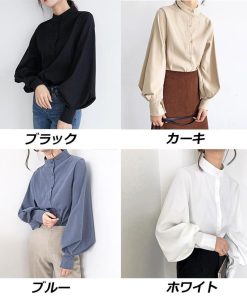 シャツ・ブラウス | シャツブラウス レディーストップス パフスリーブ 可愛い ビジネスカジュアルウェア エレガント 通学通勤 柔らか つや消しシャツ S L M 2020秋冬 XL 4色